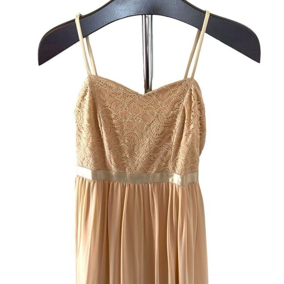 DRESS TALES Sweetheart Chiffon Aline Dress in Champagne Size Small NEW - Picture 7 of 13